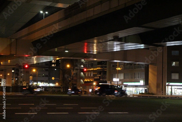 Obraz Mall in Osaka with Neon Lights and Reflections