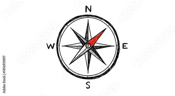 Obraz Compass rose navigation tool direction north south