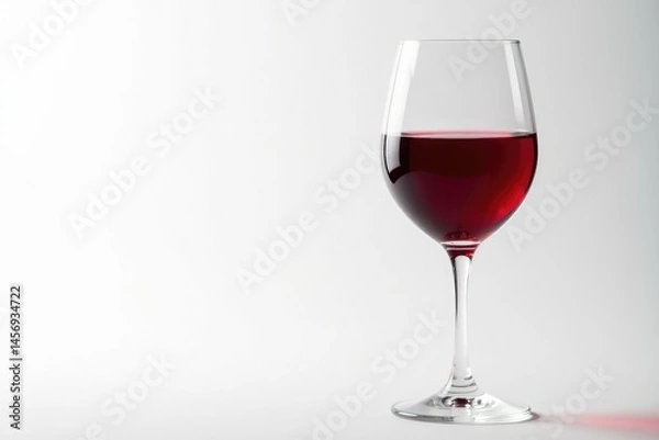 Fototapeta Rich red wine in elegant glass, pure white backdrop, sommelier, pinot noir