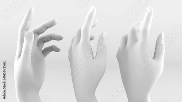 Obraz White hand on a white background. 3d image, 3d rendering.