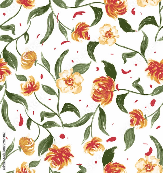 Fototapeta seamless pattern with red roses