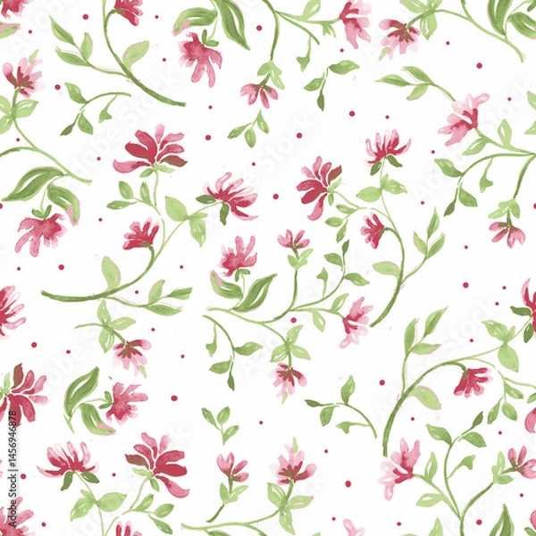 Fototapeta seamless pattern with pink flowers
