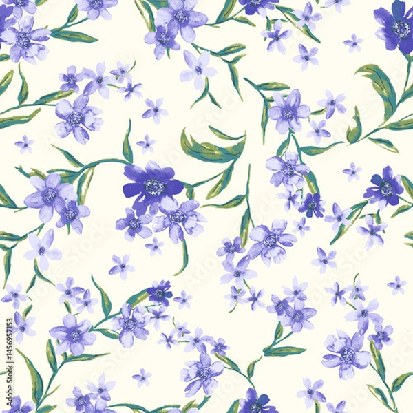 Fototapeta seamless pattern with purple  flowers