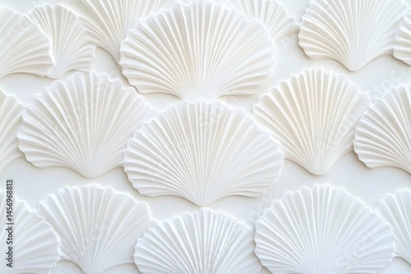 Fototapeta a clean elegant background featuring a repeating pattern of white scallops