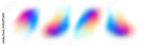 Fototapeta Abstract Vector Illustration Showing Vibrantly Colored Gradient Patterns, Blurred and Distorted Across a Horizontal Plane, Creating a Dynamic and Modern Background Design on a White Surface