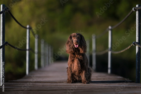 Fototapeta English Cocker Spaniel in a spring park