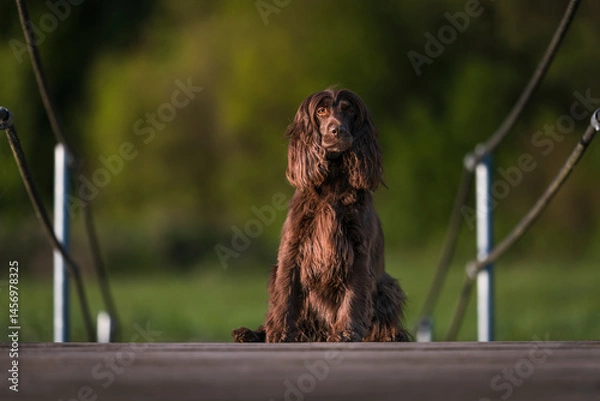 Fototapeta English Cocker Spaniel in a spring park