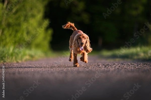 Fototapeta English Cocker Spaniel in a spring park