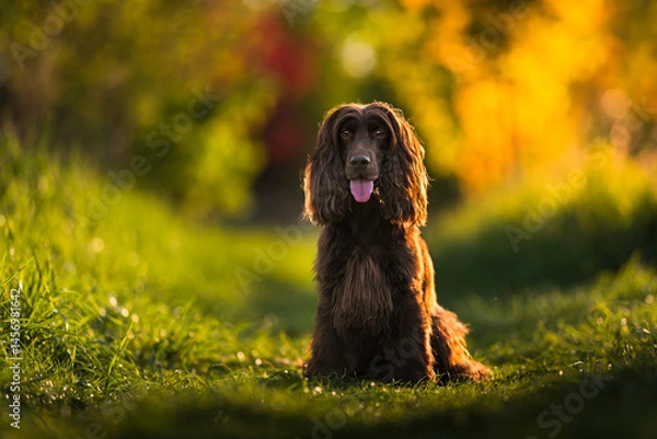 Fototapeta English Cocker Spaniel in a spring park