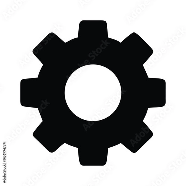 Obraz Simple Black Gear Icon for Engineering or Technology Concepts