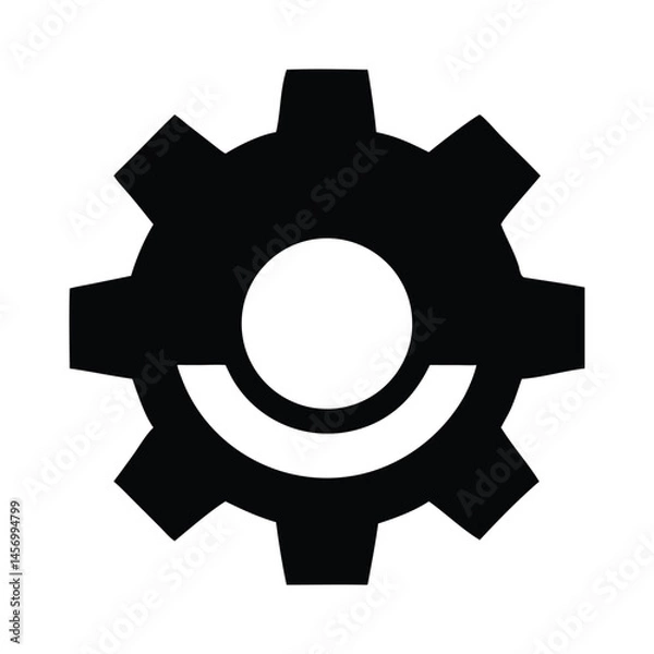 Obraz Simple Black Gear Icon for Engineering or Technology Concepts
