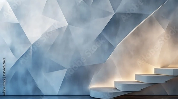 Fototapeta A sleek geometric wallpaper with subtle lighting and soft colors 