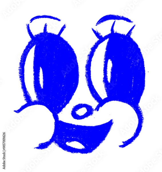 Obraz Cartoon Happy Face Character Crayon Chalk Drawing Vector