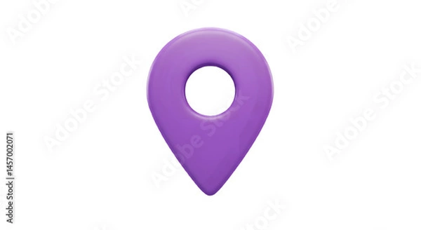Fototapeta Purple location pin on black background. Simple, minimalist design.