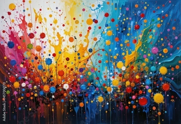 Fototapeta Vibrant explosion of color and creativity in a mesmerizing abstract artwork celebrates joy and artistic expression