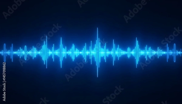 Obraz Illustration of sound wave, with blue illustration and black background