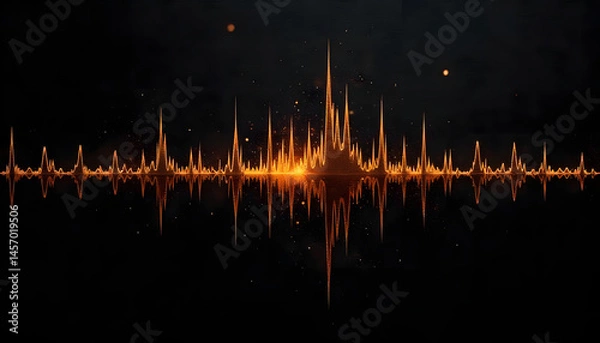 Obraz illustration of a sound wave, with a dark red illustration and a black background