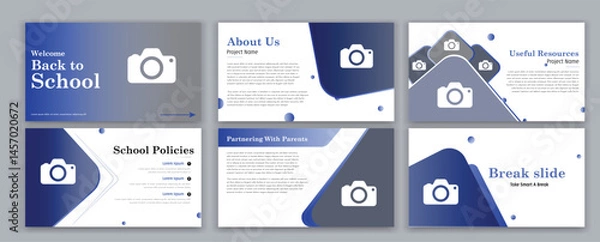 Obraz Education Design School PowerPoint presentation slide template. Use for modern keynote presentation background, brochure design, website slider, landing page, annual report,