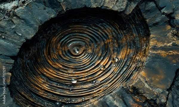 Obraz Concentric Circles in Dark Stone Texture