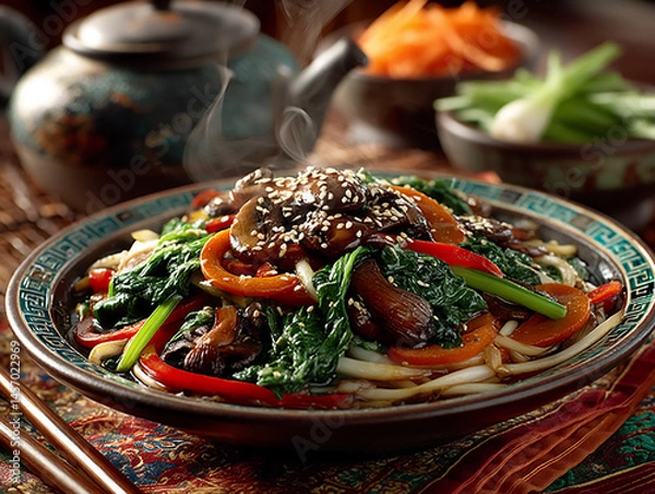 Obraz flavorful mushroom stir-fry with oyster sauce