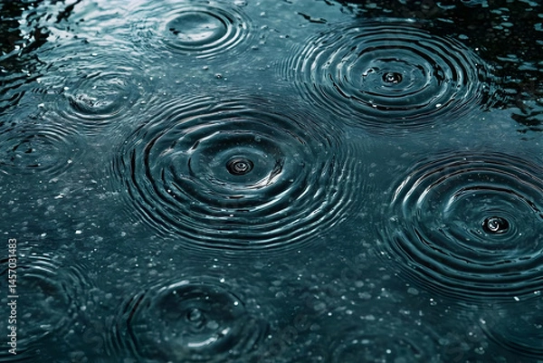 Obraz Dark Blue Rainwater Ripples Texture