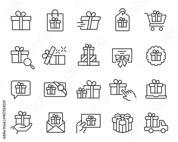 Fototapeta Gift Icons Set in Line Style Icons are ready for use, popular in search.