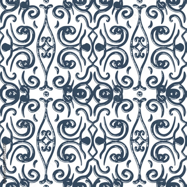 Obraz Seamless pattern. Black and white geometric pattern with thin lines. Vector illustration.