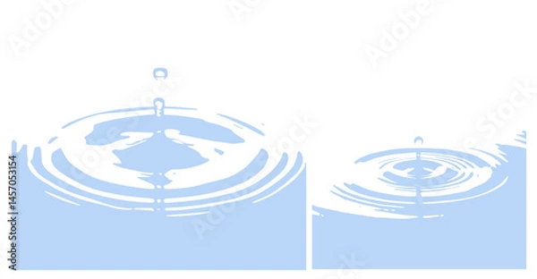 Fototapeta Light Blue Water Droplet Ripple Illustration: Simple and Clear Visual of Water Impact with Concentric Circular Waves on a Pure White Background