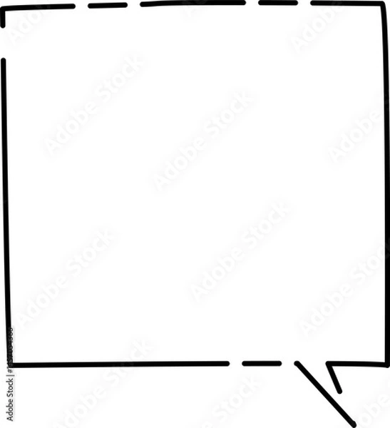 Obraz 四角の隙間のあるシンプルふきだし(しっぽ右)