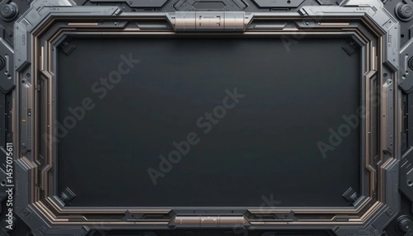 Fototapeta Futuristic Metal Frame Empty Display Panel
