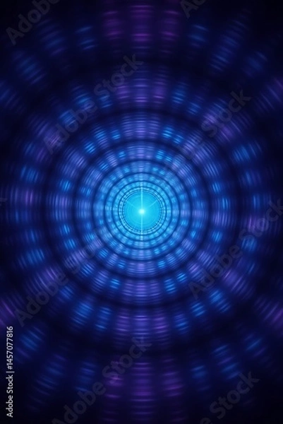 Obraz Abstract Glowing Circle Concentric Pattern Blue Purple