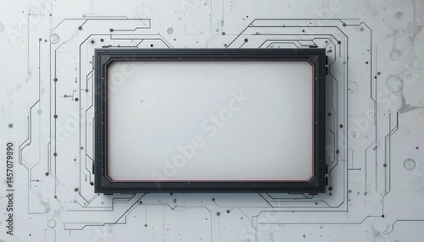 Fototapeta Futuristic Blank Screen on Circuit Board Background