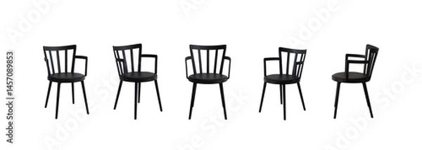 Fototapeta black chair isolated on white background. set
