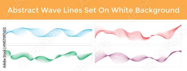 Fototapeta Abstract Wave Lines Set on White Background – Minimal Curved Line Elements for Modern Design