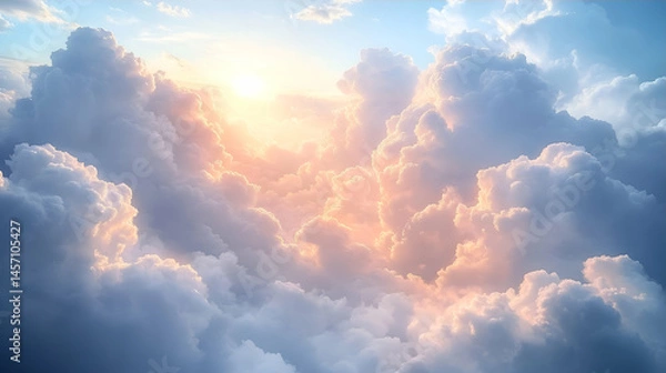 Obraz Golden Sunset Above Fluffy Cloudscape