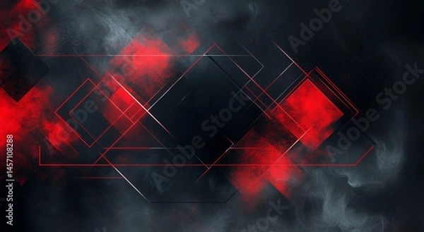 Fototapeta Abstract Red and Black Geometric Design with Smoke Effect for Modern Backgrounds