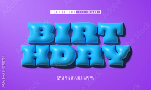 Obraz Editable birthday text effect with a playful balloon style, perfect for parties