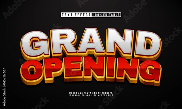 Fototapeta Elegant 3D Grand Opening text effect, fully editable for events.