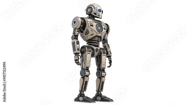 Fototapeta 3d render of a robot with transparent background 