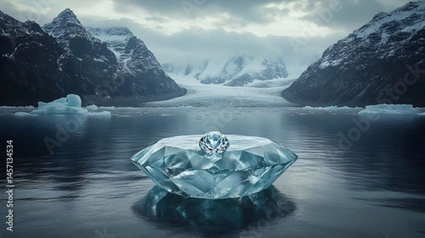 Fototapeta Large Diamond on Iceberg in Glacial Landscape