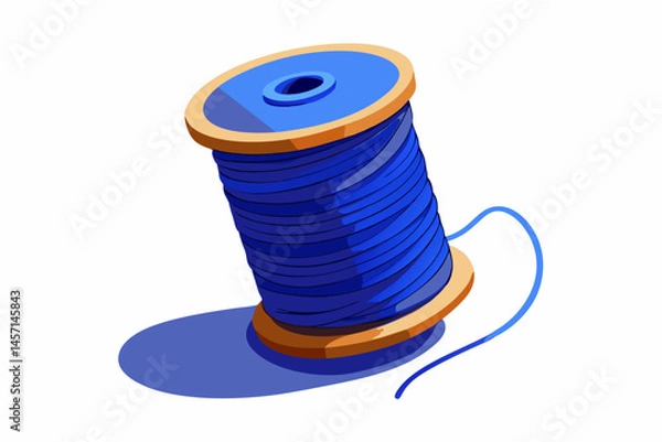 Obraz Spool of Blue Thread Isolated on White Background