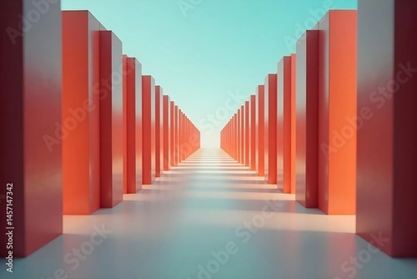 Obraz Converging Symmetrical Prisms Forming Central Vanishing Point