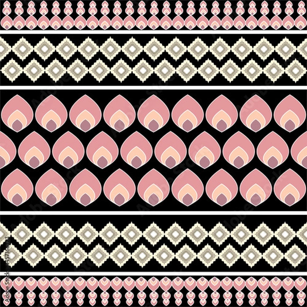Fototapeta Geometric Ethnic Oriental Seamless Pattern Traditional Design for Background, Carpet, Wallpaper, Clothing, Wrapping, Batik, Febric, Vector, Illustration, Embroidery Style