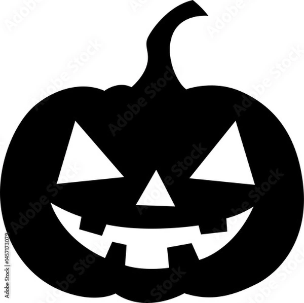 Fototapeta Jack-o'-Lantern: A classic spooky season image featuring a carved pumpkin with a grinning face and a distinctive stem in a silhouetted look.
