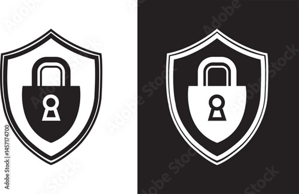 Fototapeta Black and White Cybersecurity Icons Set Secure Network, Data Protection, Privacy Symbols
