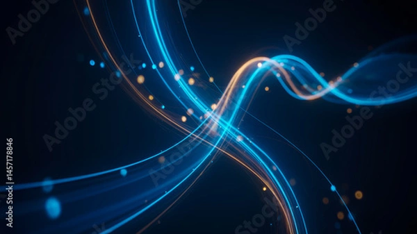 Fototapeta Elegant Blue Light Curve with Flowing Technology Motion Effect