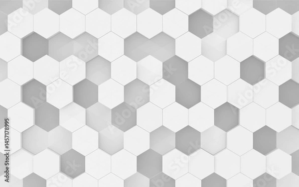 Fototapeta Minimalist White Hexagonal Pattern with Subtle Shadow Depth