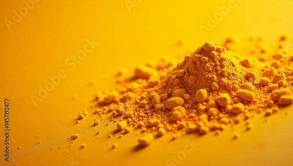 Fototapeta Golden turmeric surface — macro texture for culinary projects, banners, and clean product labels