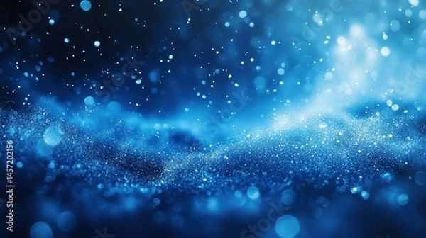 Fototapeta Mesmerizing blue abstract with dazzling light particles and bokeh effects