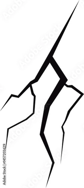 Fototapeta A stark, minimalist image featuring a network of jagged, black lines resembling cracks against a solid black backdrop. Minimalist art.